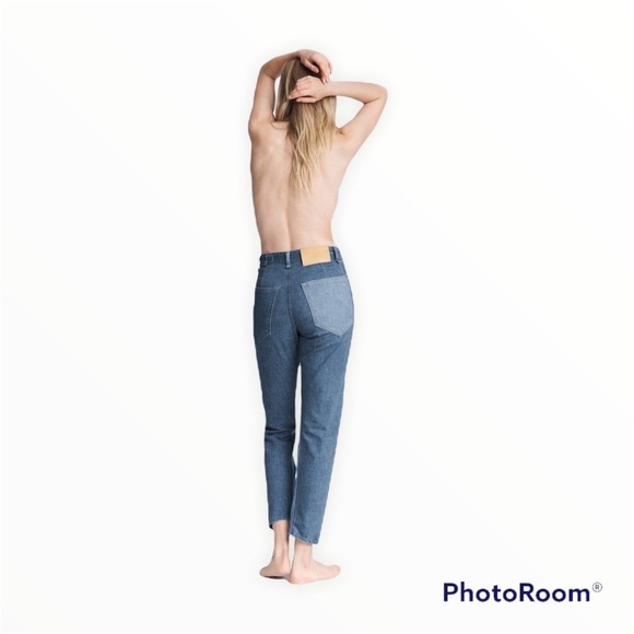 RAG & BONE Color Block Engineer High Rise Ankle Straight Leg Jeans, Size 27 - Picture 4 of 11